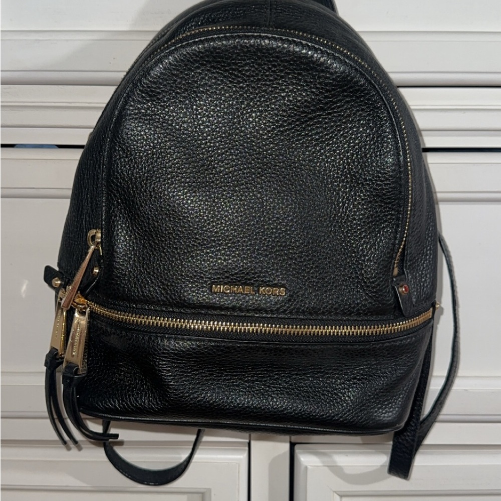 Michael Kors Black Pebbled Leather Backpack